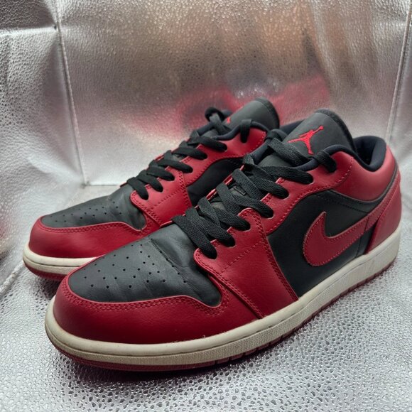 Size 11 Nike Air Jordan Retro 1 Low Mens Reverse Bred Red Black Shoes 553558-606 main image 9